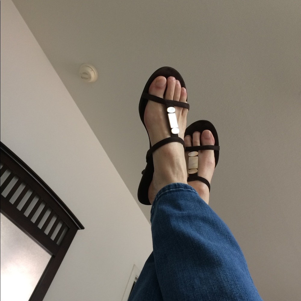 Nine West Brown Suede Kitten Heel Sandal